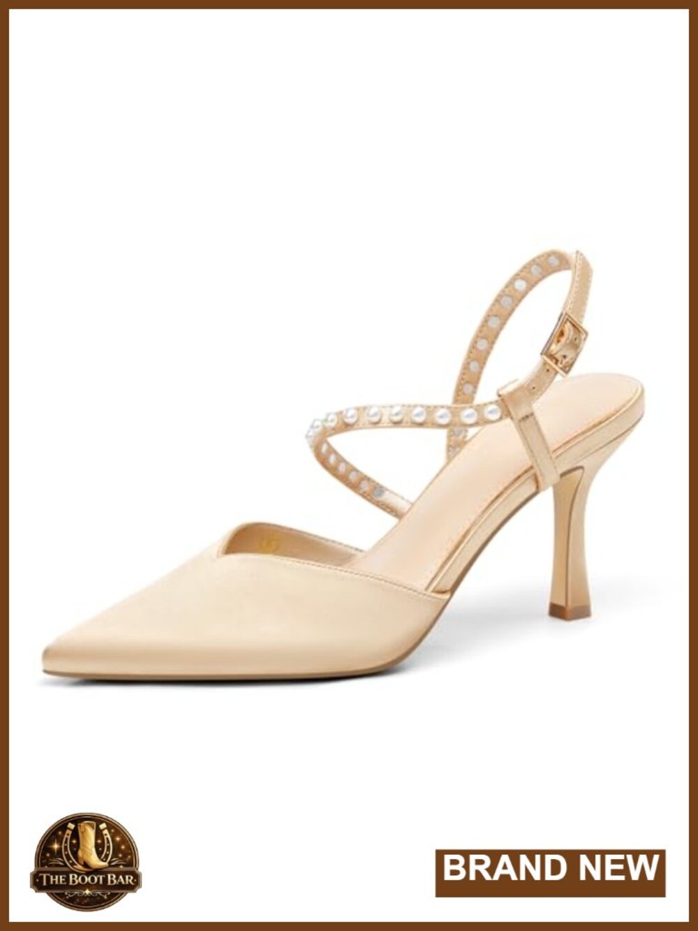 Pearl High Heels Pointed Toe Wedding Bridal Satin Dress Pumps Ankle Strap